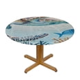 thumbnail image 3 of nygtbtfer Marine Round Fitted Tablecloth Elastic Edged Table Cover, Wipeable Table Cloths for Kitchen Dining Party FitTables,Watercolor Ocean Life 54-58, 3 of 8