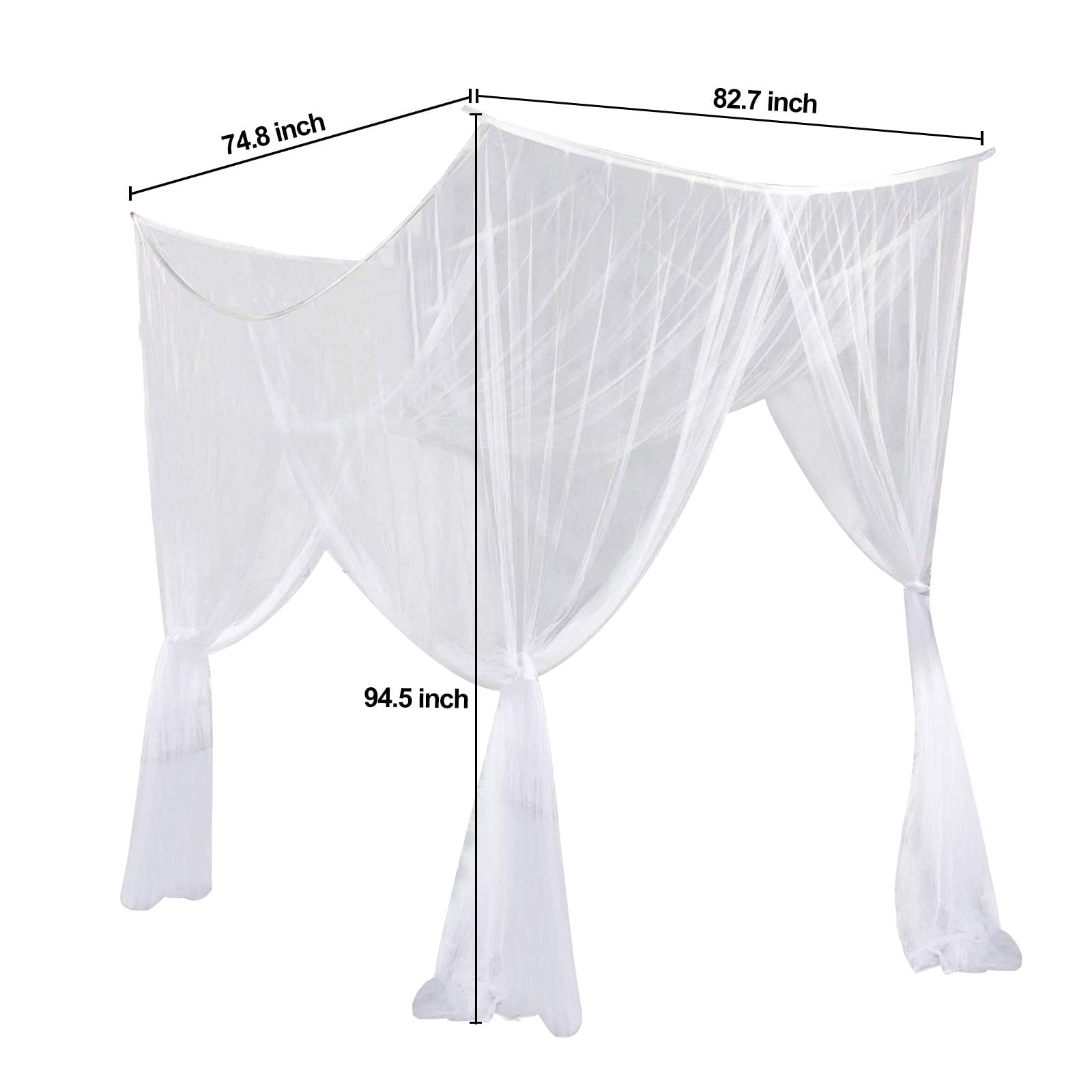 4 Corner Post Bed Canopy Curtains, Angmile 4 Door Square Bed Netting Canopy Curtains Canopy Large Mosquito Netting Bedroom Princess Decoration Fits Full/Queen/King Size