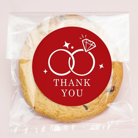 Big Dot of Happiness Cherry Red Wedding Thank You Stickers and Clear Cookie Bags, Cellophane Treat Bags 4.25x7 IN for Candy or Baked Goods - 25 Count