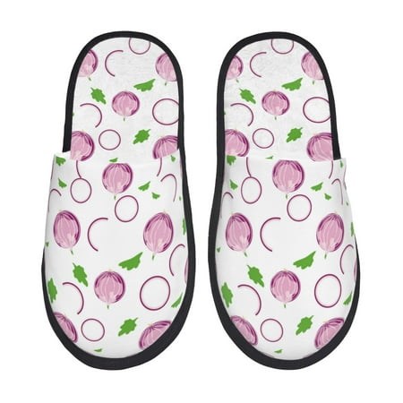 

House Slippers for Women and Men Onion Pattern leaf Comfy Fuzzy Bedroom Slippers Furry Home Shoes for Indoor Outdoor