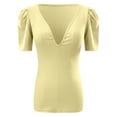thumbnail image 6 of Sngxgn T-Shirt Crewneck Tee, Classic Fit T-Shirt for Women(Yellow,XL), 6 of 7