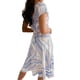 thumbnail image 3 of TRKIYQC Vestido de verano para mujer, manga corta, cuello en V, estampado a la moda, cierre de botón, vestido con cinturón TRKIYQC Casual, 3 of 8