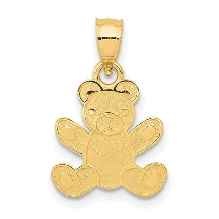 Yellow Gold Teddy Bear Charm - 14K Yellow Gold Teddy Bear Pendant 20mm x 12mm
