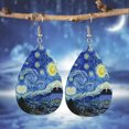 thumbnail image 5 of GKNET 1Pair Bohemian Fashion PU Leather Drop Earrings Creative Star Print Earri_yi, 5 of 6