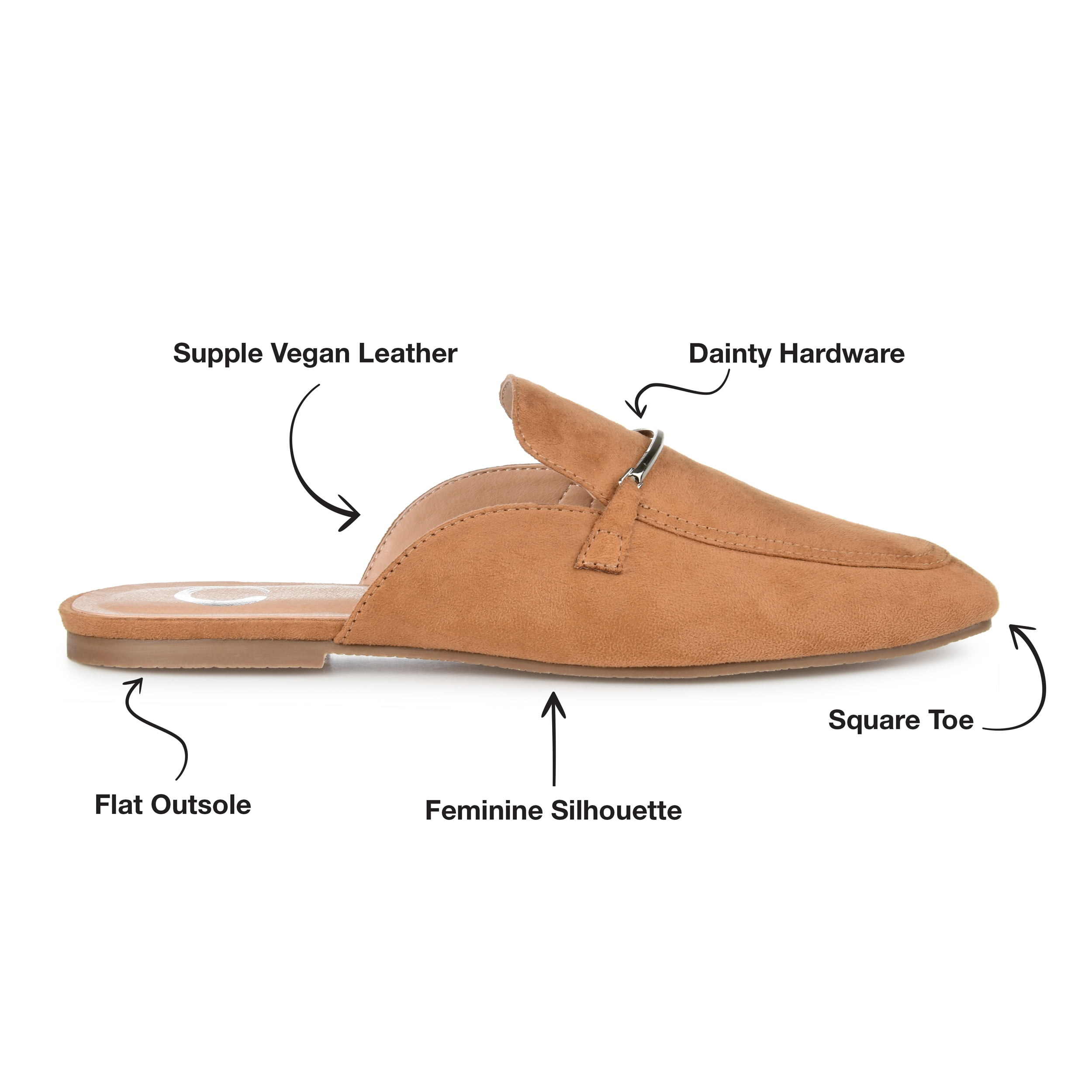 Journee Womens Ameena Slip On Square Toe Mules Flats
