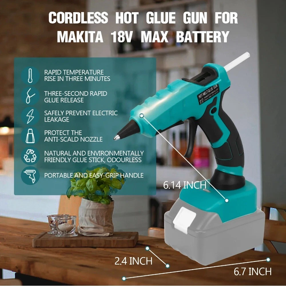 Cordless Hot Melt Glue Gun DIY Crafts for Makita 18V with 30pcs 7mm Glue Sticks