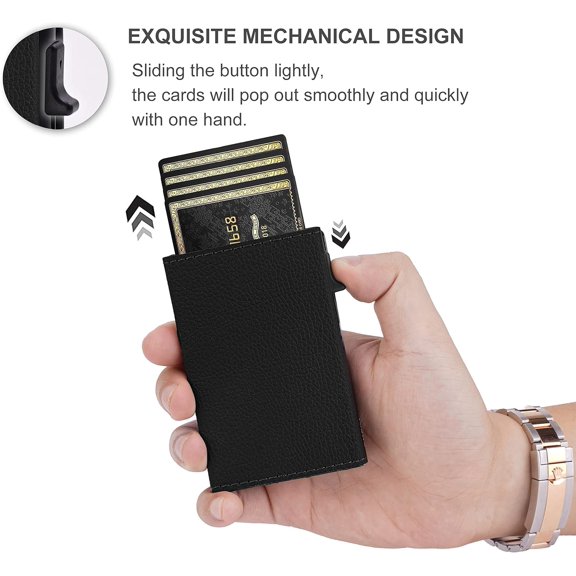 2PCS Airtag Wallet, Card Case Smart, Slim, Minimalist Wallet Men's Card Holder(Leather Carton Fiber)