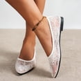 thumbnail image 6 of Gpaecead Women's Lace Ballet Flats Pointed Toe Breathable Slip On Cushioned Insole Lightweight Shoes For Travel And Weddings, White, 6 of 8