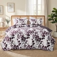 thumbnail image 2 of Regency Heights King Botanical Quilt Set, 3-Piece Reversible Floral Summer Quilt Coverlet Bedding Set, Plum Quilted Bedspread with Shams for All Season, 2 of 11