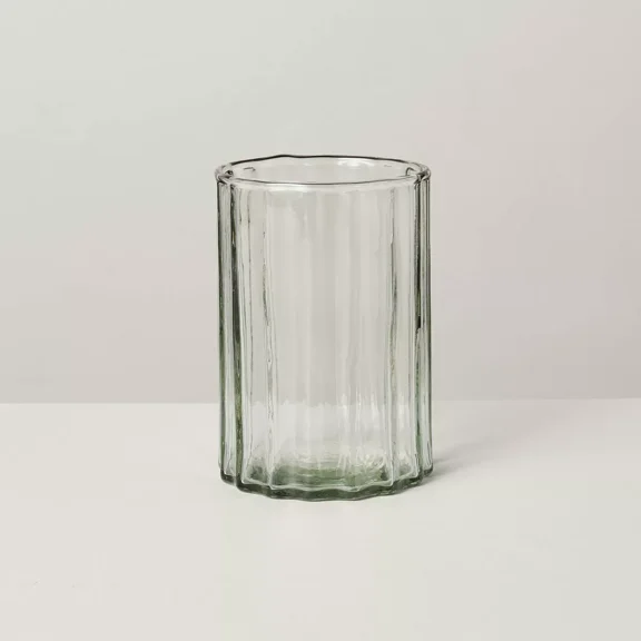 Fluted Glass Bathroom Tumbler Light Green -  with Magnolia