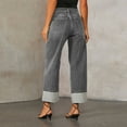 thumbnail image 6 of LYMAYTER Women Fashion Jeans High Waist Baggy Cuffed Jeans for S-2XL Vintage Straight Wide Leg Cropped Denim, 6 of 8