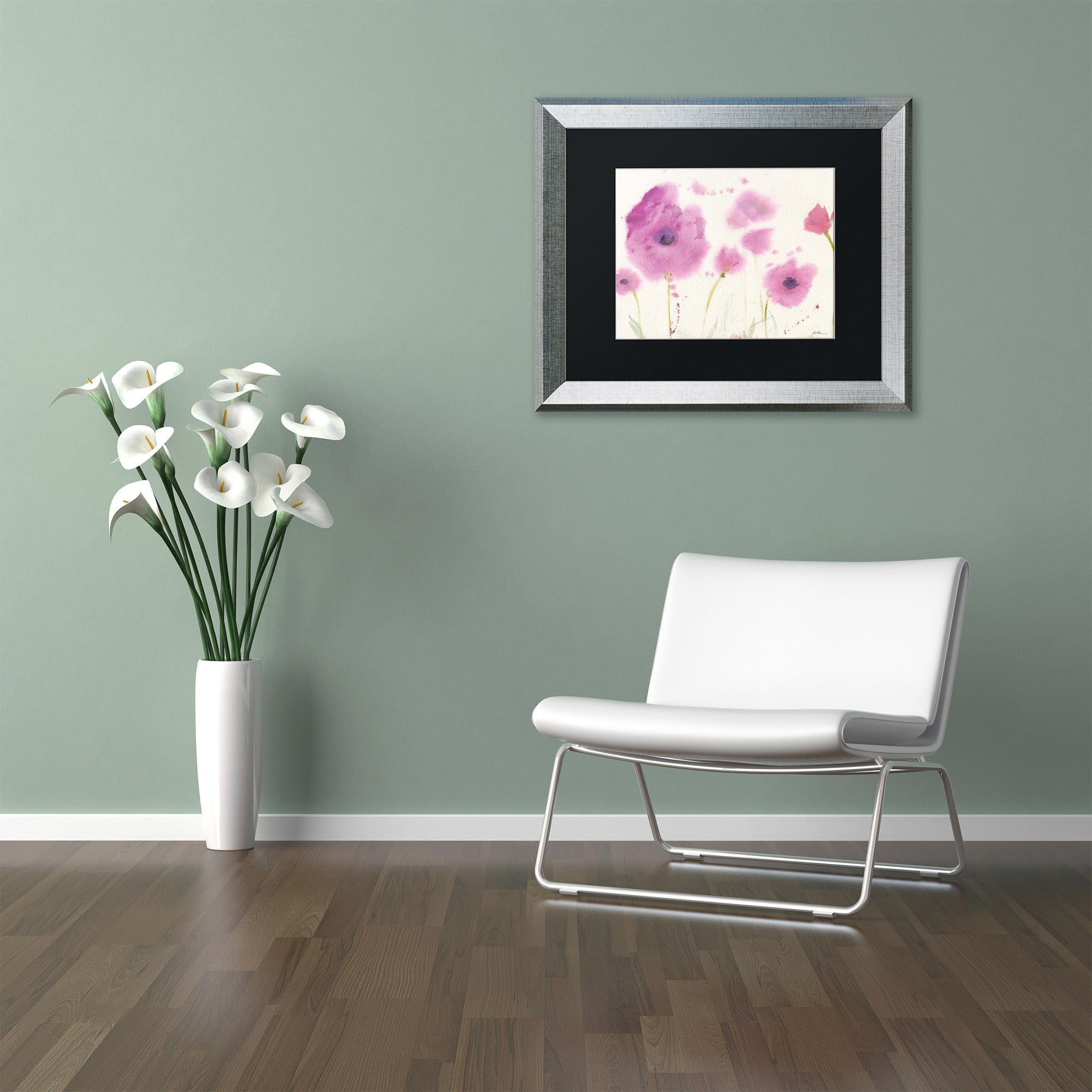 Trademark Fine Art "Purple Poppies" Canvas Art by Sheila Golden, Black Matte, Silver Frame