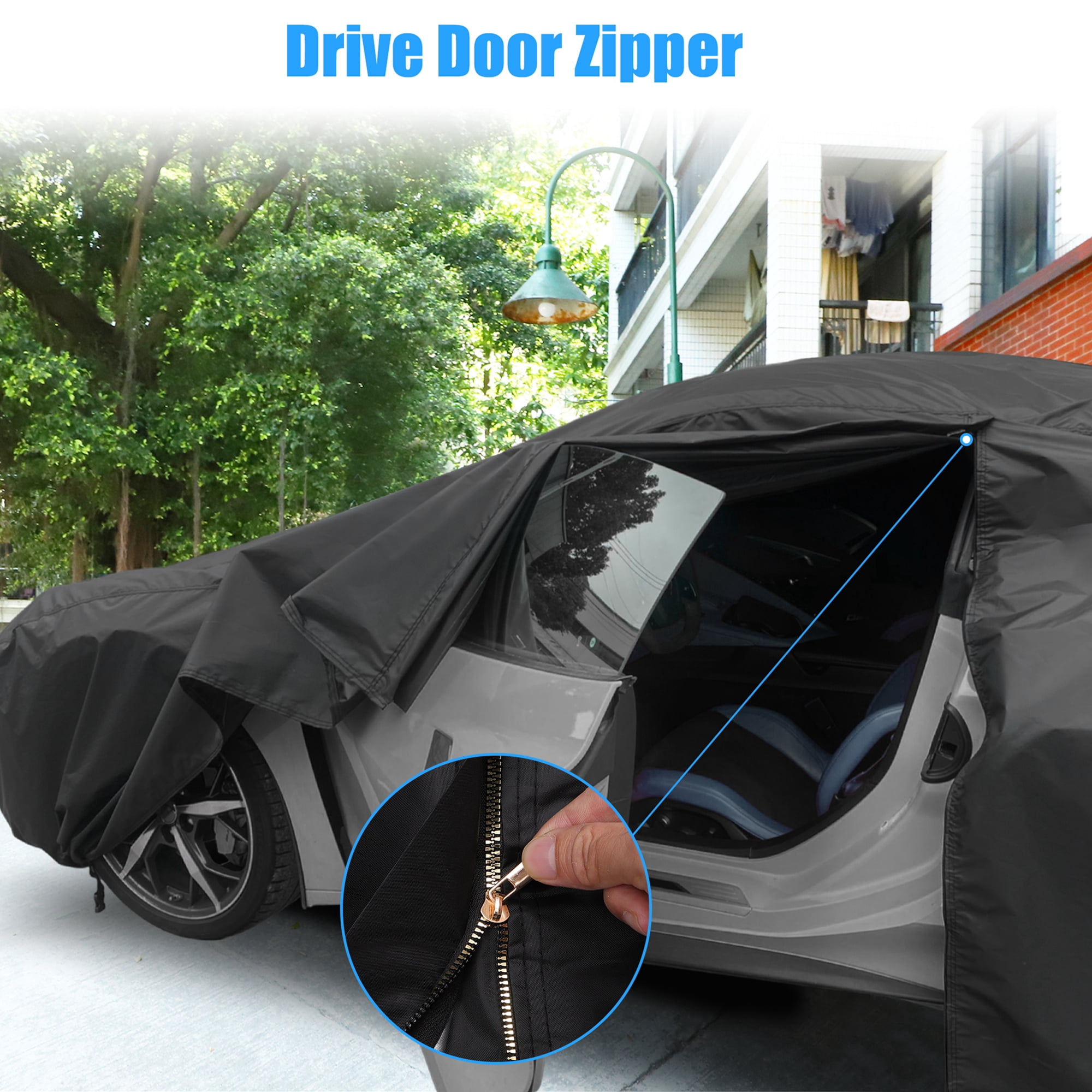Unique Bargains Waterproof Full Car Cover Zipper 140.16"x64.57"x61.02"