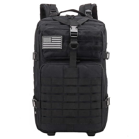 45L MOLLE Tactical Military Backpack Assault Rucksack for Outdoor Hiking Camping Trekking Hunting, Black