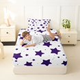 thumbnail image 3 of Manfei Cute Stars Twin Fitted Sheet,Kawaii Cartoon Themed Bedding,Dark Purple,2pcs, 3 of 6