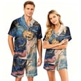 thumbnail image 2 of JULMCOMO Halloween Pajama Sets for Couples Pumpkin Ghost Bat Print Button Down Loose Lounge Sets Funny Print Party Soft Shorts Pajamas Purple-Women S, 2 of 5