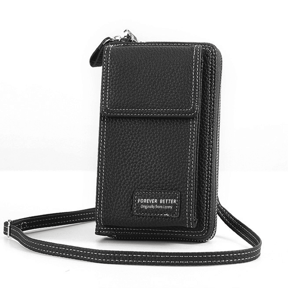 SUGU Triple Zip Saffiano Crossbody Bag For Women Cell Phone Purse With  Detachable Strap and Multi Card Slots
