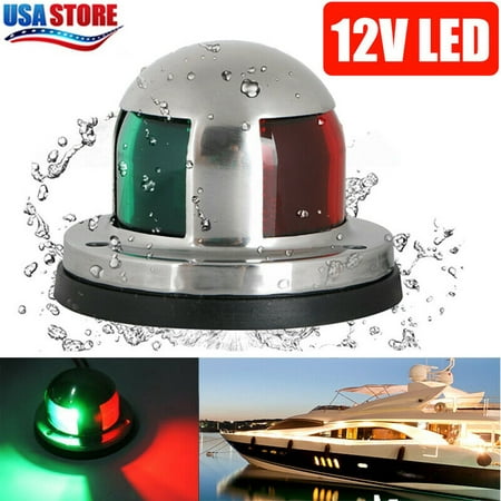 EEEkit LED Navigation Lights Bi-Color Red and Green Sidelights Stainless Steel 12V Bow Side Port Starboard for Boating Fishing Yacht, Pontoons, Chandlery Boat,