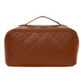 thumbnail image 1 of Bolsas de maquillaje de PU para mujer, caja de maquillaje con entramado de diamantes para regalos navideños (marrón oscuro) Ehuebsd Cuidado Belleza, 1 of 7