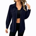thumbnail image 2 of Ynynloco Women's Corduroy Button Down Shirts Boyfriend Long Sleeve Oversized Blouses Tops, 2 of 7