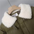 thumbnail image 4 of XPMWRP Women's Solid Color Winter Lapel Collar Puffer Coats Long Sleeve Fleece Lined Casual Jackets Quilted Short Outwear Green XL, 4 of 7