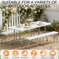 thumbnail image 2 of Zimtown 3-Piece Outdoor Picnic Set, 6Ft HDPE Folding Table & 2 Benches, Weather-Resistant Patio Set for Camping, Parties & Commercial Events (White), 2 of 9