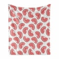 thumbnail image 1 of Summer Soft Flannel Fleece Throw Blanket, Grapefruit and Exotic Fruits Doodle Freshness of Summer Season Tropical, Cozy Plush for Indoor and Outdoor Use, 60" x 80", Dark Coral and White, by Ambesonne, 1 of 5