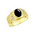 thumbnail image 4 of RYLOS Men's Rings Yellow Gold Plated Silver Designer Nugget Ring Oval 9X7MM Gemstone &  Diamonds  Cabochon Onyx Birthstone Rings For Man Size 13, 4 of 7