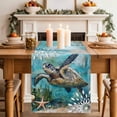 thumbnail image 3 of Summer Sea Turtle Underwater World Starfish Table Runner 90 Inches Long,Kitchen Dining Tablerunners Coral Blue Ocean Linen Table Runners Dresser Scarves for Home Dinner Wedding Holiday Party Decor, 3 of 9