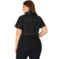 thumbnail image 4 of DARING DIVA Women's Plus Size Short Sleeves Button Down Jean Jacket 5X Black, 4 of 6