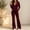 Wine, variant on Kyntgho Women's 2 Piece Velour Tracksuit, Full Zip Hooded Jacket and Wide Leg Pants, Long Sleeve Casual Lounge Set