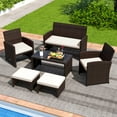 thumbnail image 4 of Costway 2 PCS Patio PE Rattan Ottomans with Soft Zippered Cushions for Deck Outdoor White, 4 of 7