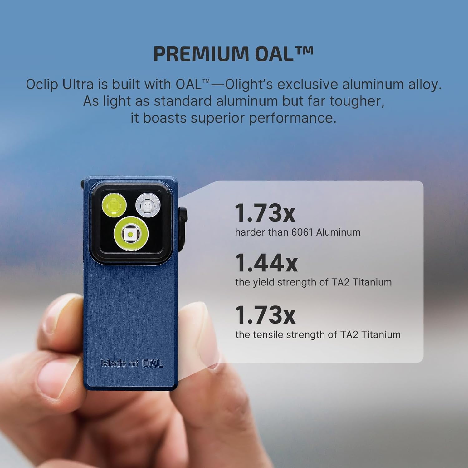 Olight Oclip Ultra 530 Lumen USB-C Rechargeable Clip-On Flashlight - Blue