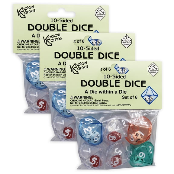 Koplow Games 10-Sided Double Dice Set, 18 Pieces