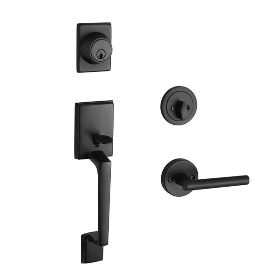 Design House Moderno 2-Way Adjustable Eastport Handleset with Single Cylinder Deadbolt, Matte Black