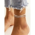 thumbnail image 2 of Silvora Layered Anklets for Women Silver Stainless Steel Stackable Flat Snakle Cuban Link Chain Ankle Bracelet Set Adjustable Foot Chain Waterproof Summer Beach Boho Jewelry Gifts for Mom Daughter, 2 of 6