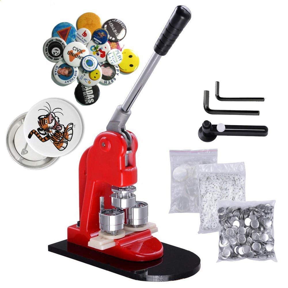 Button Maker,EECOO Button Badge Maker Punch Press Machine with 1000 Pcs Circle Button Parts and