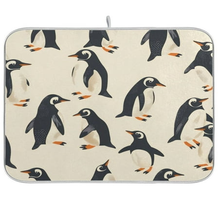 

Kitchen Drying Mat 16x18In Drying Dish Mat Dish Drying Mats Kitchen Countertop Multi-Function Drain Drying Mat Kitchen Table Cute Penguin