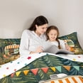 thumbnail image 5 of Catabedysis Happy Camping 7 Pieces Full Size Bedding Sets For Girls,Cute Floral Camper Print Full Size Bed in a Bag,Multicolor,Polkadot Reversible, 5 of 7