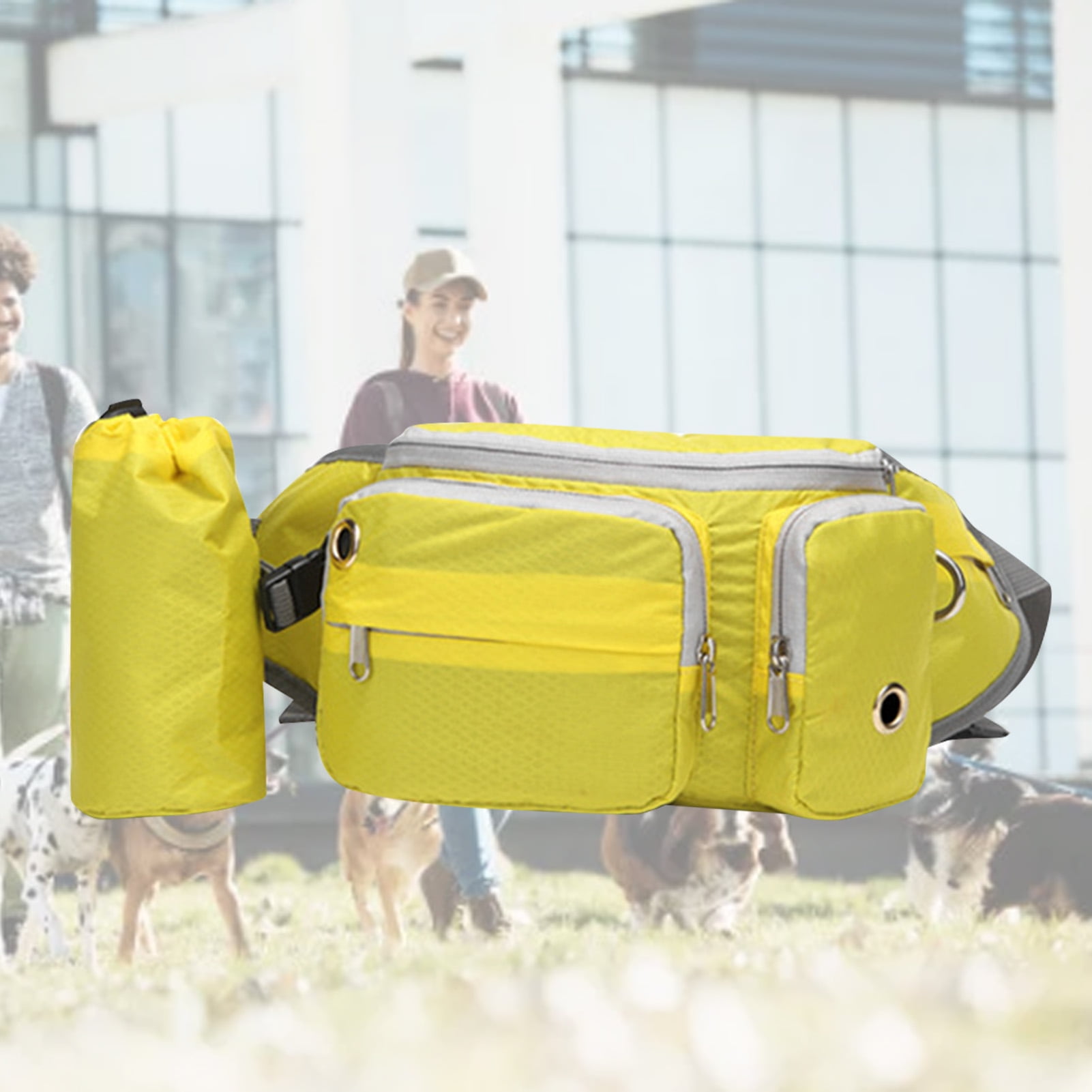 LAZIOEGR Dog Fanny Pack Large Space Multifunctional Dog Treat Training Pouch Walking Bag for Shopping Outings Sports Premium Oxford Cloth Yellow Size (9.06 inches / 23 cm)