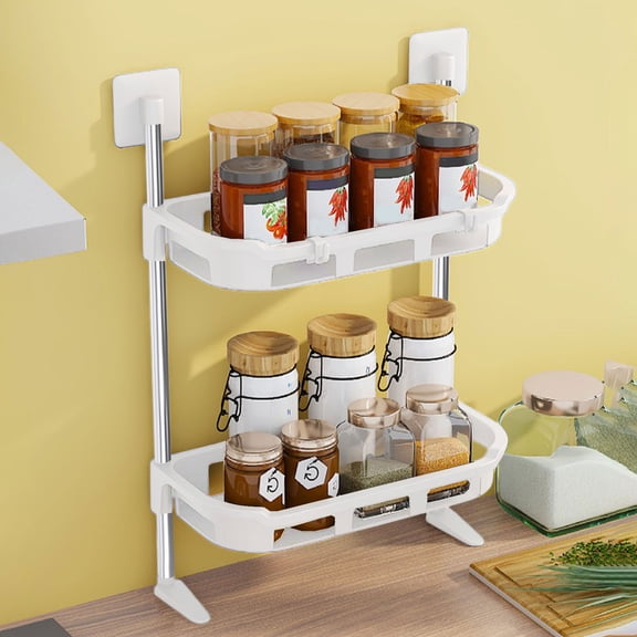 Btomtd Multifunctional 2-Tier Sink Rack for Bathroom, Wall Mounted Storage Organizer, Kitchen and Bathroom Utility Shelf 13"W x 6"D x 24"H, White