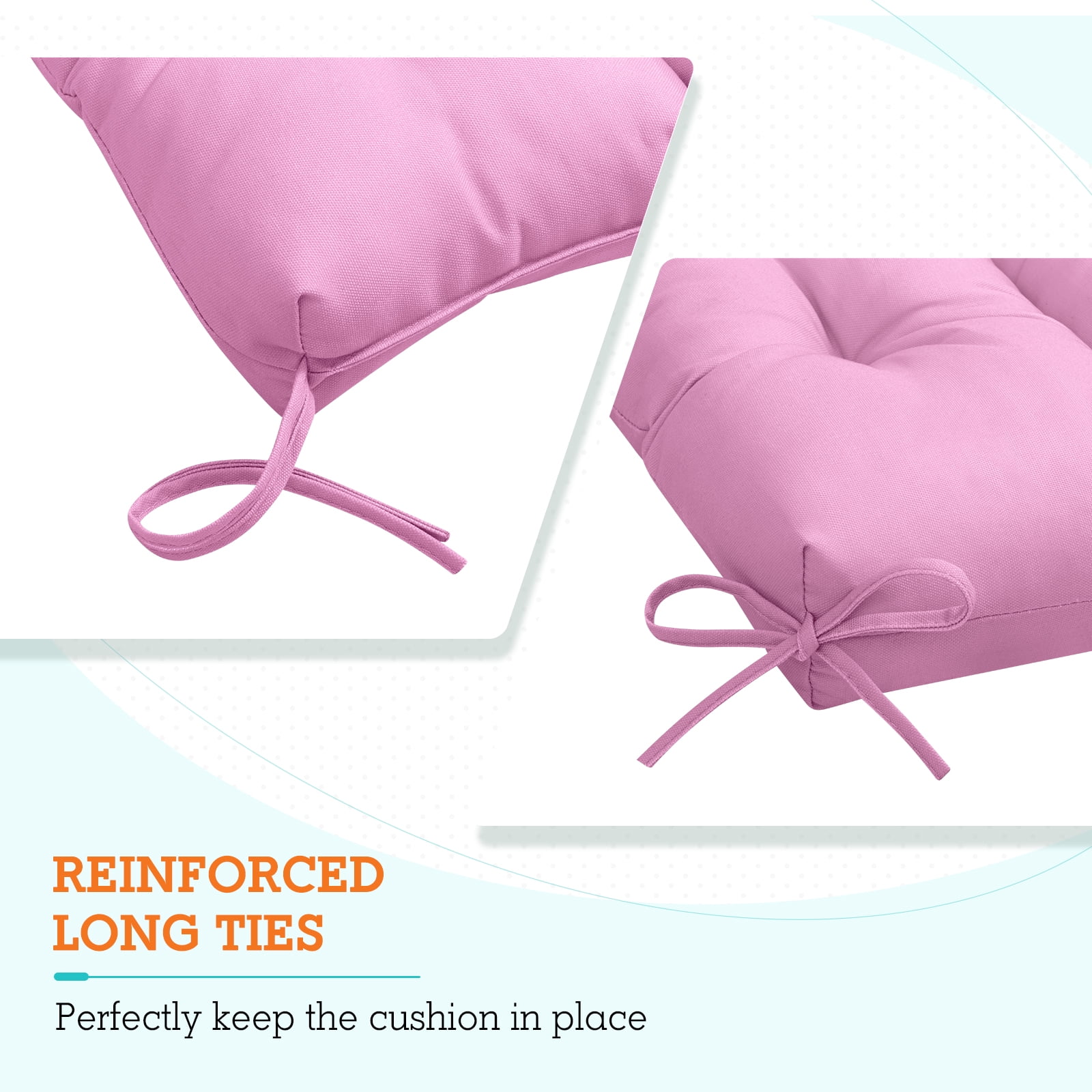 EAGLE PEAK Tufted Outdoor/Indoor High Back Patio Chair Cushion, Set of 2, 46'' x 22'', Pink
