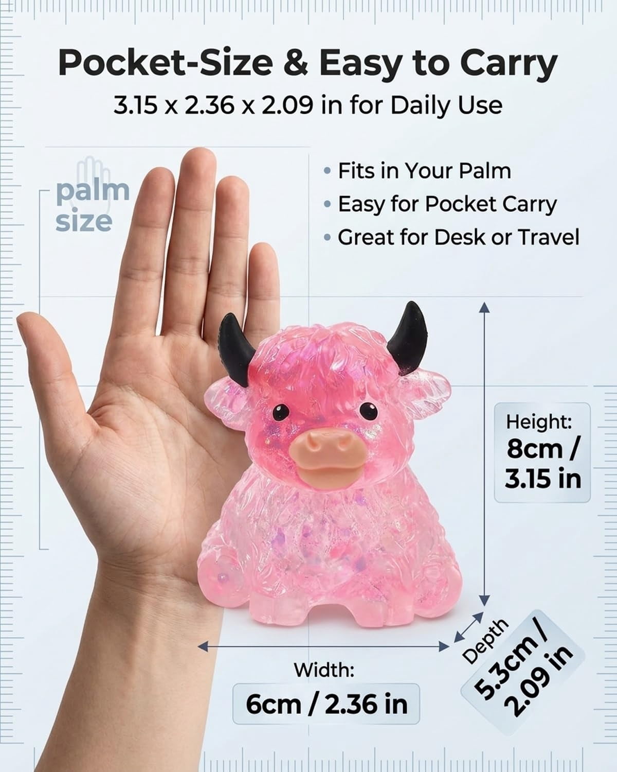 Highland Cow Squishies Glitter Squishy Soft Slow Rising Pocket Cute Stress Ball Sensory Squeezing Cute Squeeze for Adults Fidget Highlandcow Relief Cows Squishiesfidget Ball