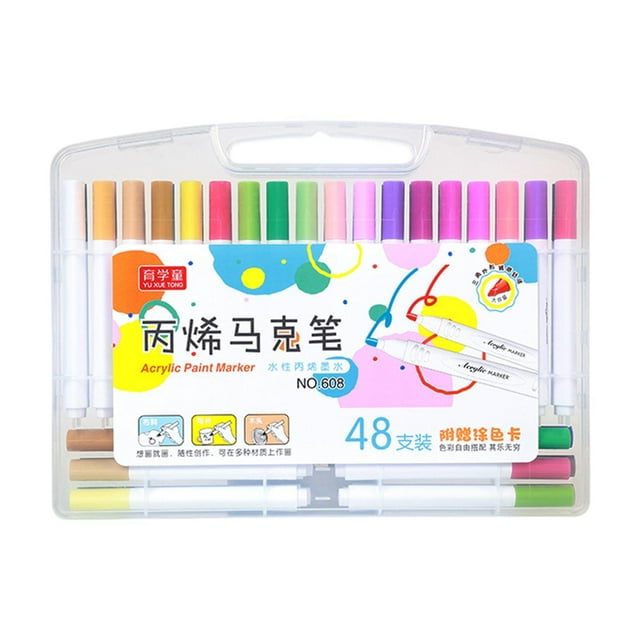 Marcadores de pintura acrílica Pensas de pintura acrílica Colores de colores Surting Marker Conjunto de bolígrafos con estuche de transporte Dibujo de 48 color