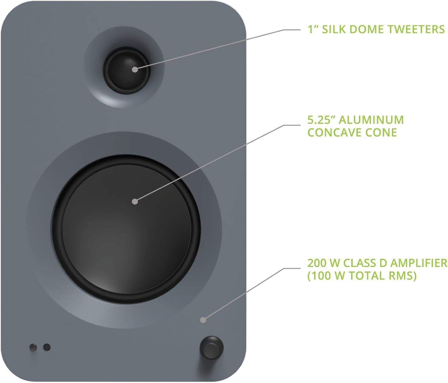 Kanto REN GREY Bluetooth Powered Bookshelf Speakers - Matte Grey Pair with 1 Year Amber Protection Extension Plan (2024)