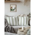 thumbnail image 2 of Outdoor Pillows Waterproof, Sage Green Striped Throw Pillows with Inserts Included, Farmhouse Vertical Stripes Indoor Outdoor Decorative Lumbar Pillow for Bed/Couch/Patio 16"x16", 2Pcs, 2 of 8