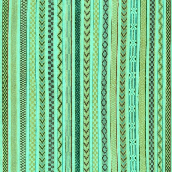 Ahgly Company Machine Washable Indoor Square Abstract Turquoise Blue Modern Area Rugs, 5' Square