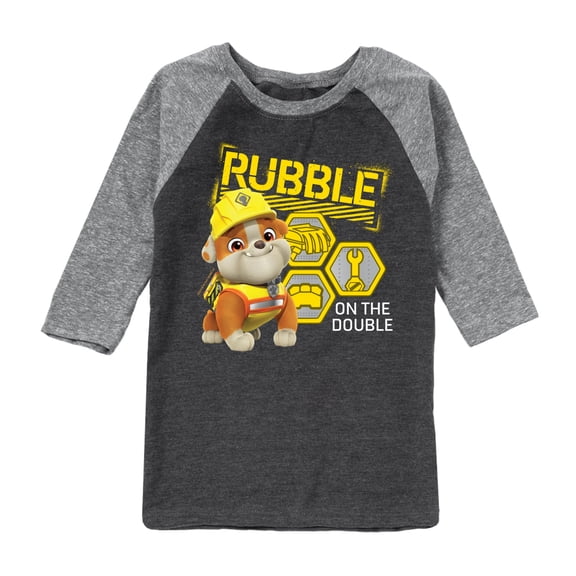 Paw Patrol - Rubble & Crew - Rubble On the Double - Toddler & Youth Raglan Graphic T-Shirt