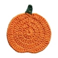 thumbnail image 2 of Fall Decor, Hand Knitted Yarn Halloween Pumpkin Cup Coaster, Heat Insulated Anti-Scald Mug Pad, Halloween Table Decorations for Home, 4X4 Inch Crocheted Halloween Mat, Lightweight, 2 of 5