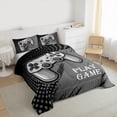 thumbnail image 3 of Manfei Console Gamer Queen Comforter Set,Modern Video Game Bedding Sets,Gray Black Bedding Comforter Set For Kids,Super Cozy Room Decor Reversible,3 Pieces, 3 of 8